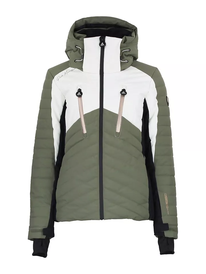 Peak Mountain Kurtka narciarska "Acharme" w kolorze oliwkowo-białym rozmiar: XL