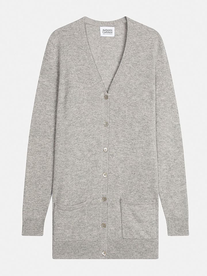 AUTHENTIC CASHMERE Kaszmirowy kardigan "Cimet" w kolorze jasnoszarym rozmiar: L
