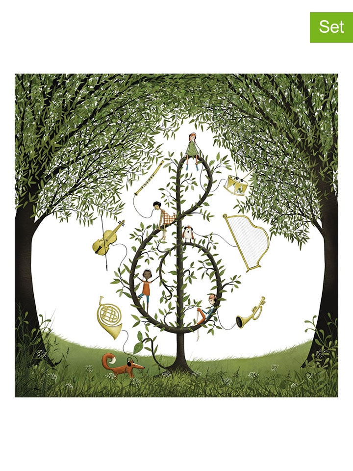 ppd Serwetki (40 szt.) "Music" w kolorze biało-zielonym rozmiar: onesize