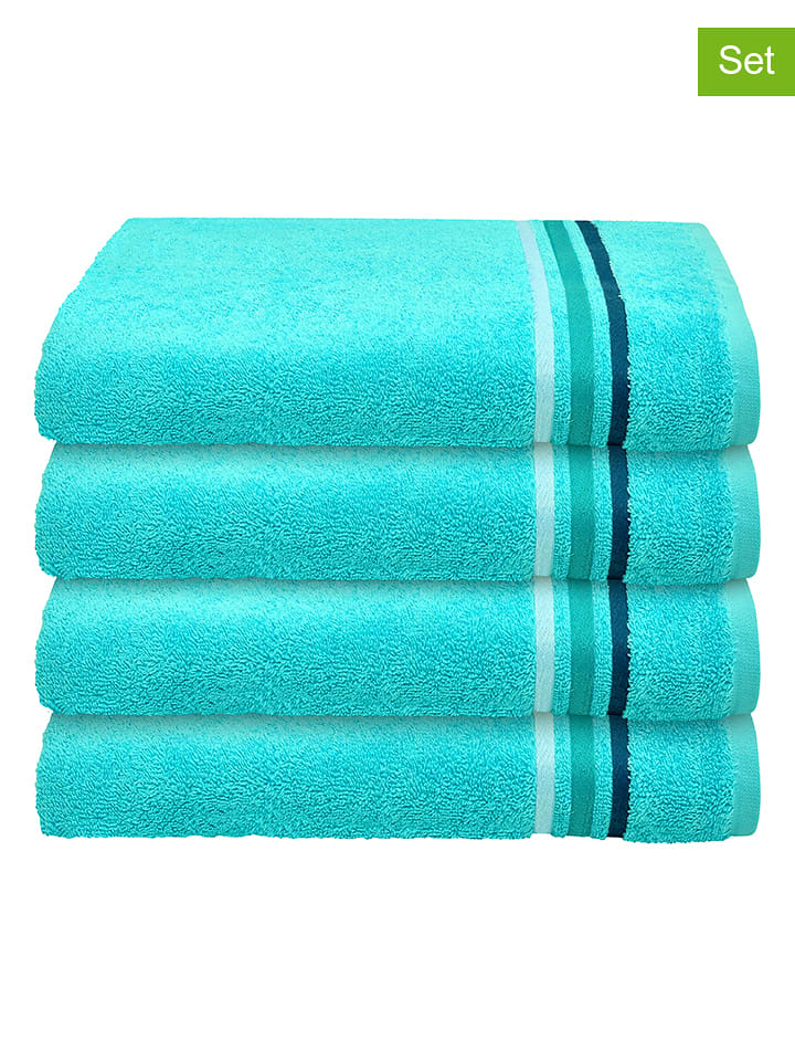 Schiesser Ręczniki "Skyline" (4 szt.) w kolorze turkusowym do rąk rozmiar: 50x100 cm