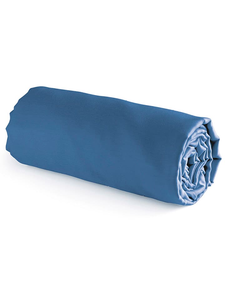 maison héritage PARIS Satynowe prześcieradło w kolorze niebieskim na gumce rozmiar: 180x200 cm