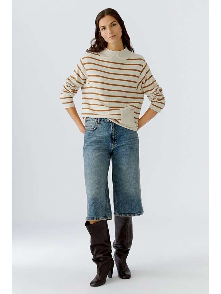 Oui Sweter w kolorze karmelowo-kremowym rozmiar: 36