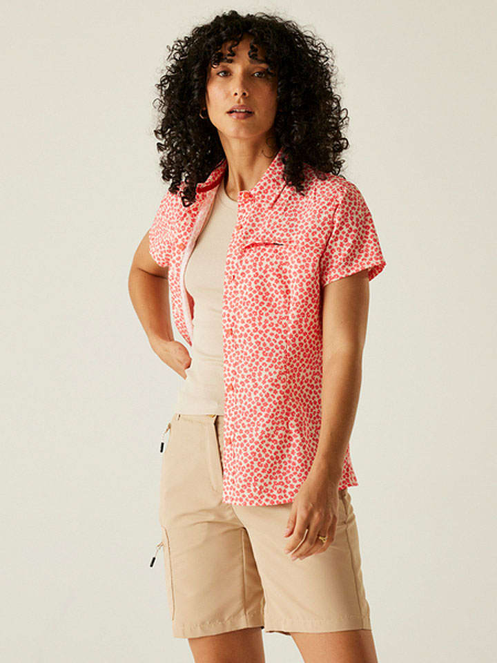 Regatta Koszula funkcyjna "Packaway" w kolorze kremowo-fioletowym rozmiar: 34