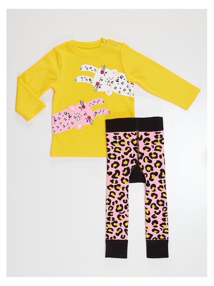 Denokids 2-częściowy zestaw "Leopard" w kolorze żółto-jasnoróżowym rozmiar: 92/98
