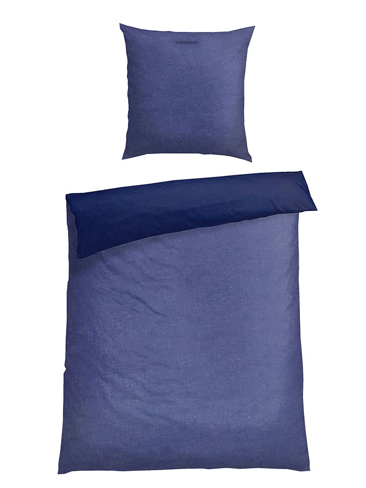 Schiesser Komplet pościeli flanelowej w kolorze granatowym rozmiar: 155x220 cm