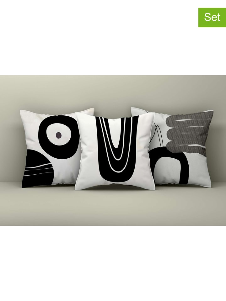 Wallity Poszewki (3 szt.) w kolorze szaro-czarno-białym na poduszkę rozmiar: 43x43 cm