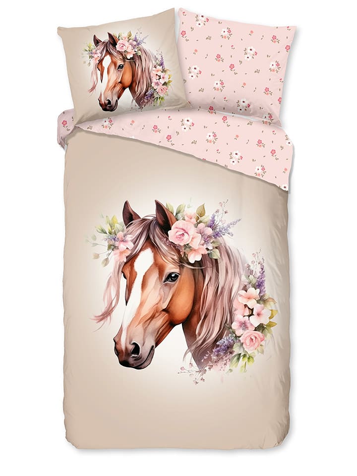 Good Morning Komplet pościeli "Avera" w kolorze beżowo-jasnoróżowym rozmiar: 135x200 cm