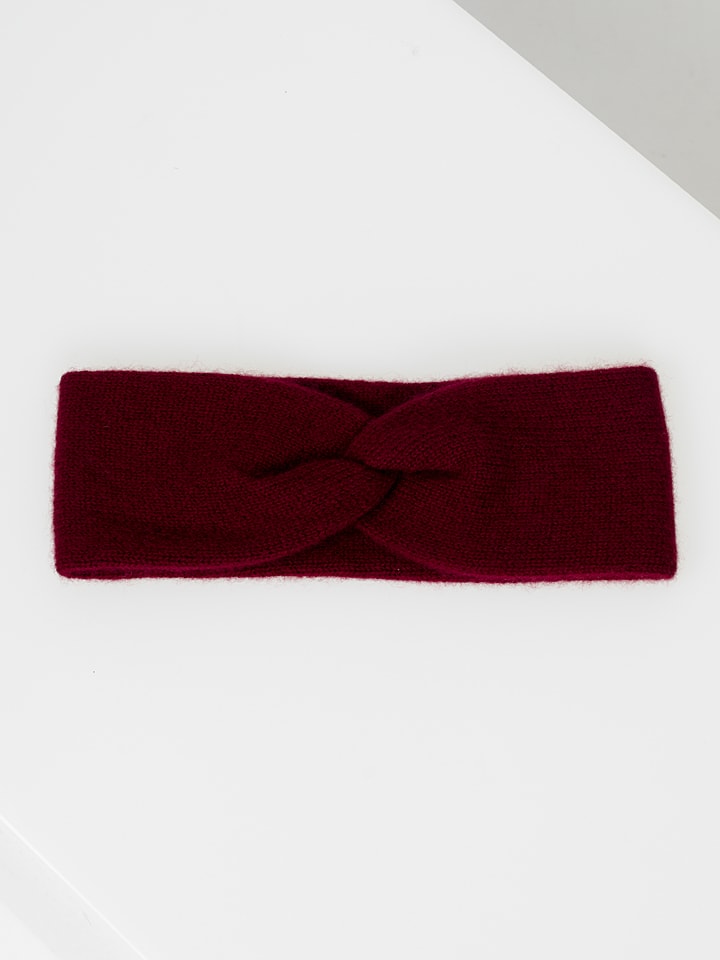 Just Cashmere Kaszmirowa opaska "Namad" w kolorze bordowym na czoło rozmiar: onesize