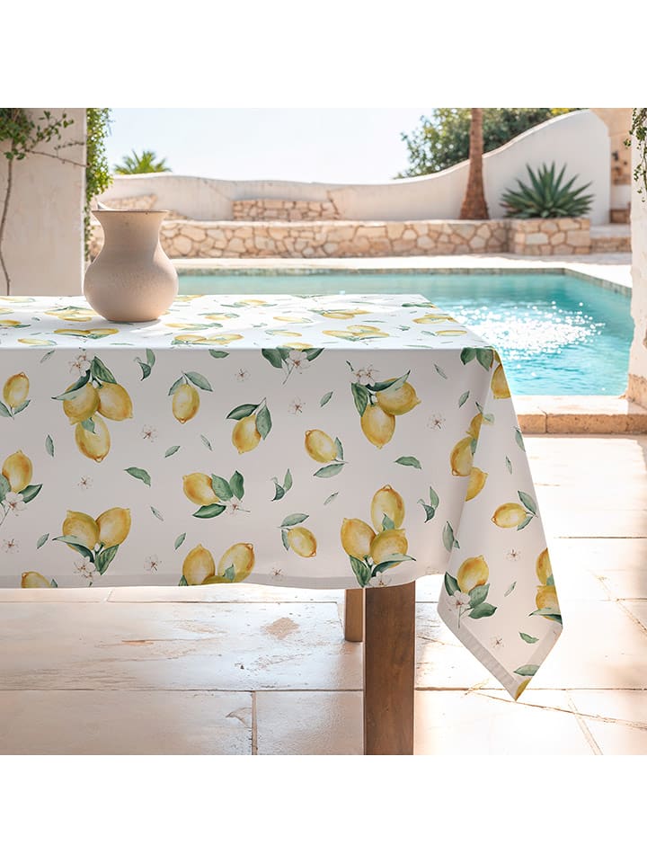 Mint Rugs Obrus "Floral And Tropical Helios" w kolorze biało-zielono-żółtym rozmiar: 155x300 cm