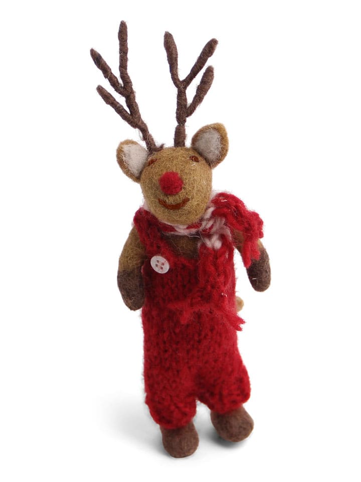 Gry & Sif Figurka dekoracyjna "Rudolf" w kolorze czerwono-jasnobrązowym - 4 x 14 x 3 cm rozmiar: onesize