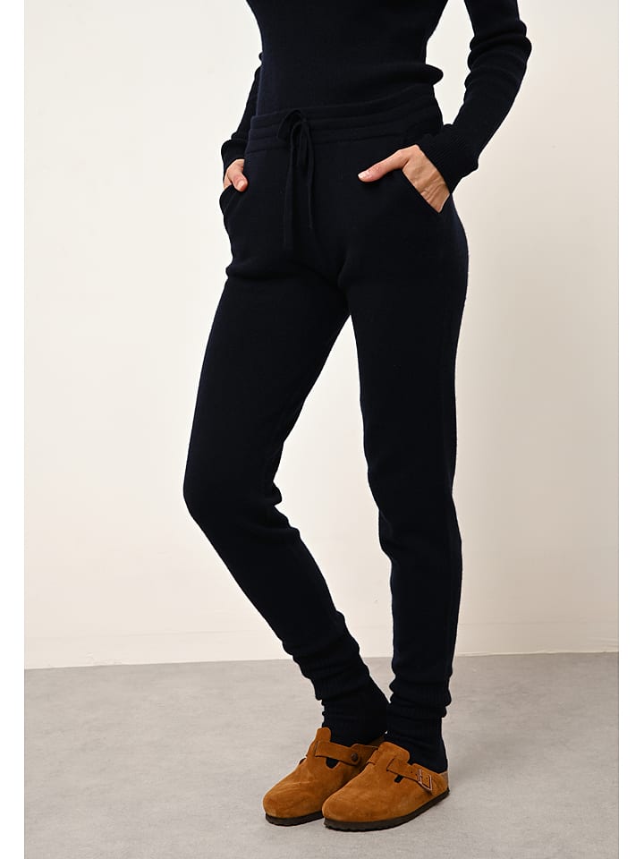 Just Cashmere Kaszmirowe spodnie "Wendy" w kolorze granatowym rozmiar: XXL