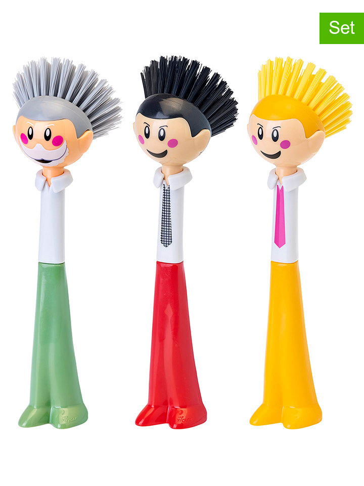 Vigar Szczotki (3 szt.) "Dolls" ze wzorem do zmywania - wys. 26,5 cm rozmiar: onesize