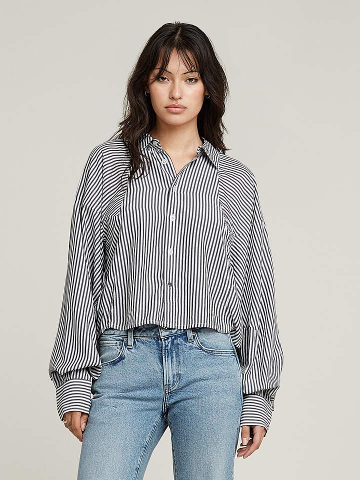 G-Star Bluzka w kolorze antracytowo-białym rozmiar: XL