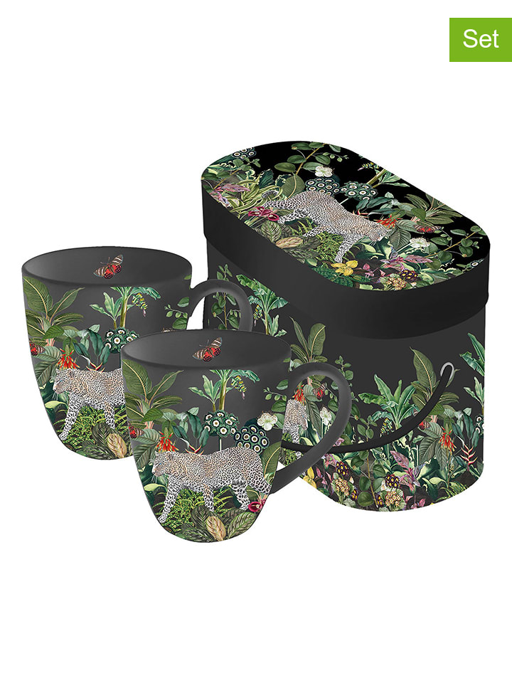 ppd Kubki jumbo (2 szt.) "Panthera" w kolorze czarno-zielonym - 350 ml rozmiar: onesize