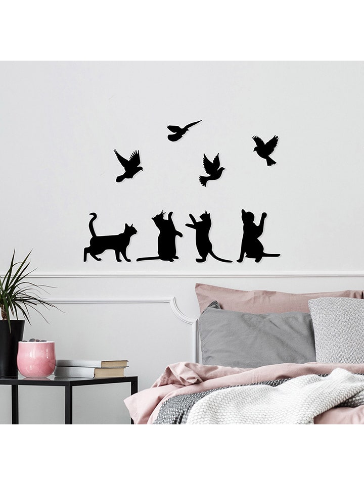 ABERTO DESIGN Dekoracja ścienna "Birds Playing With Cats" - 110 x 79 cm rozmiar: onesize