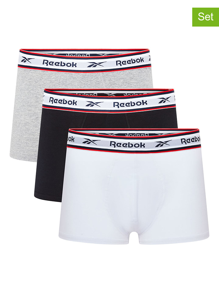 Reebok Bokserki (3 par) "Barlow" w kolorze czarnym, białym i jasnoszarym rozmiar: XL