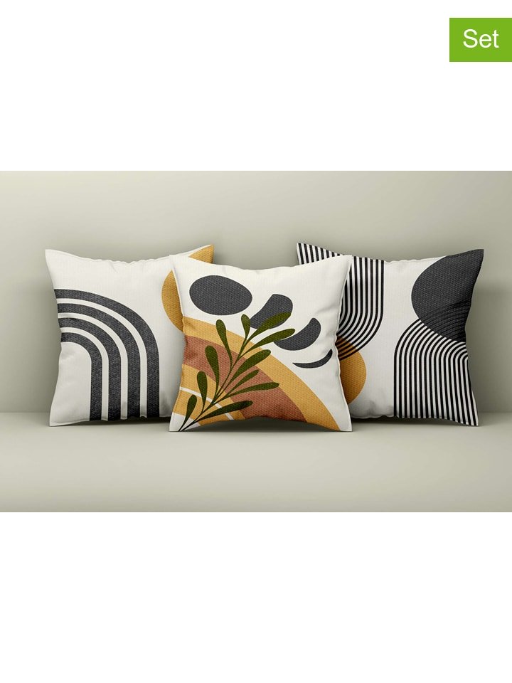 Wallity Poszewki (3 szt.) w kolorze kremowo-żółto-antracytowym na poduszkę rozmiar: 43x43 cm