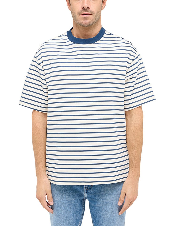 Mustang Koszulka w kolorze biało-niebieskim rozmiar: XXL