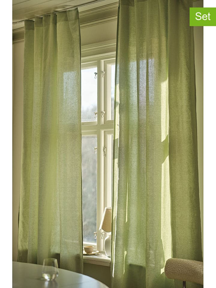 Jotex Zasłony (2 pary) "Lina" w kolorze zielonym rozmiar: 300 cm