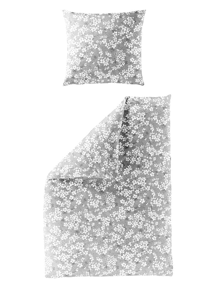 Bierbaum Komplet pościeli renforcé w kolorze biało-szarym rozmiar: 155x220 cm