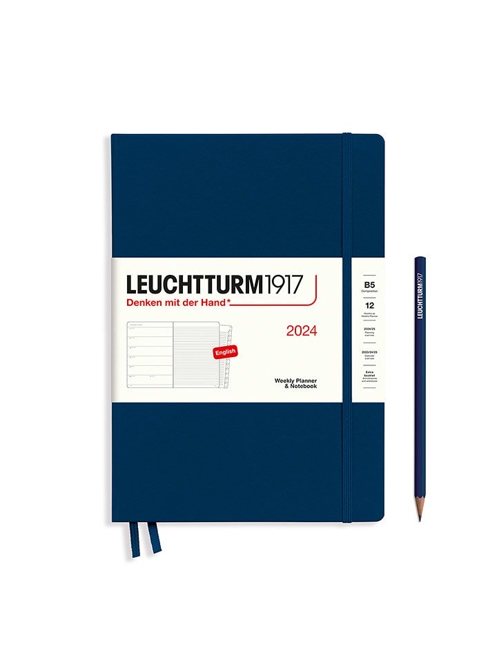 LEUCHTTURM1917 Kalendarz tygodniowy i notatnik w kolorze granatowym - 17,8 x 25,4 cm rozmiar: onesize