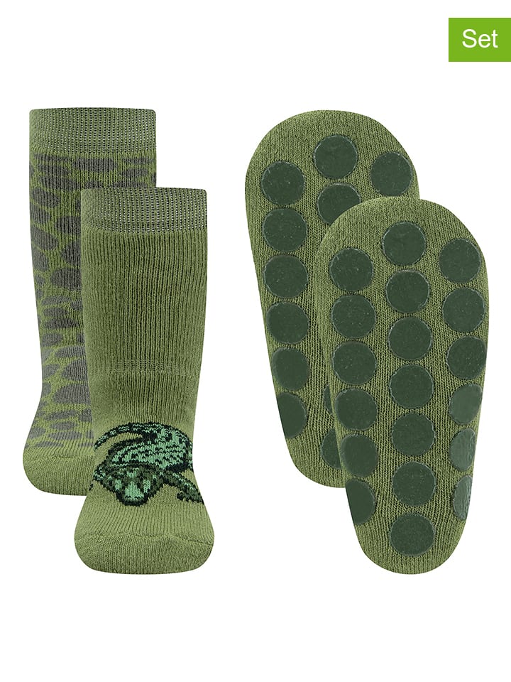ewers Skarpety antypoślizgowe (2 pary) w kolorze zielonym rozmiar: 35-38