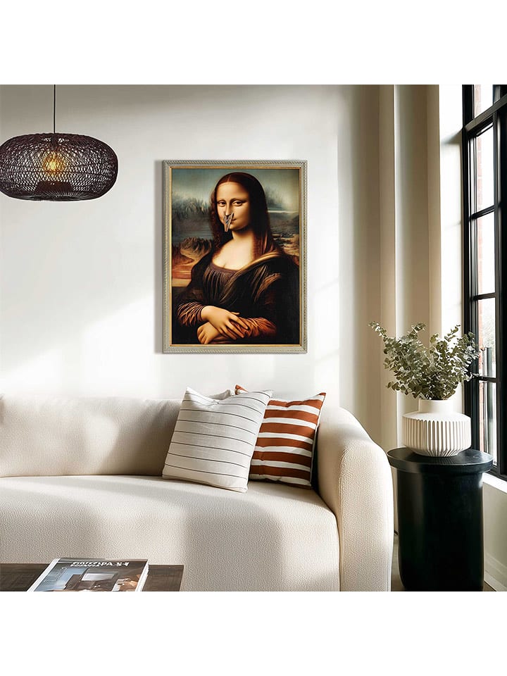 Orangewallz Druk artystyczny "Mona Lisa - Smelly" w ramce rozmiar: 50x70 cm