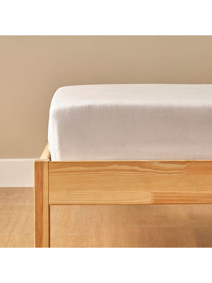 BELLA MAISON Satynowe prześcieradło "Basic" w kolorze białym na gumce rozmiar: 180x200 cm