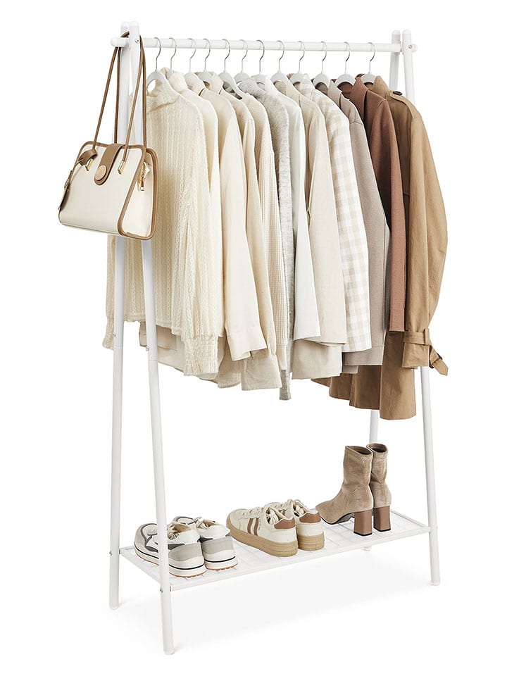 SONGMICS Wieszak stojący w kolorze białym na ubrania - 33,5 x 153 x 92,5 cm rozmiar: onesize
