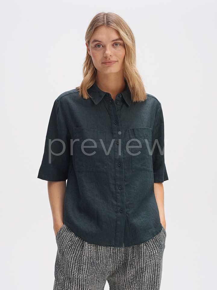 OPUS Lniana bluzka w kolorze antracytowym rozmiar: 40