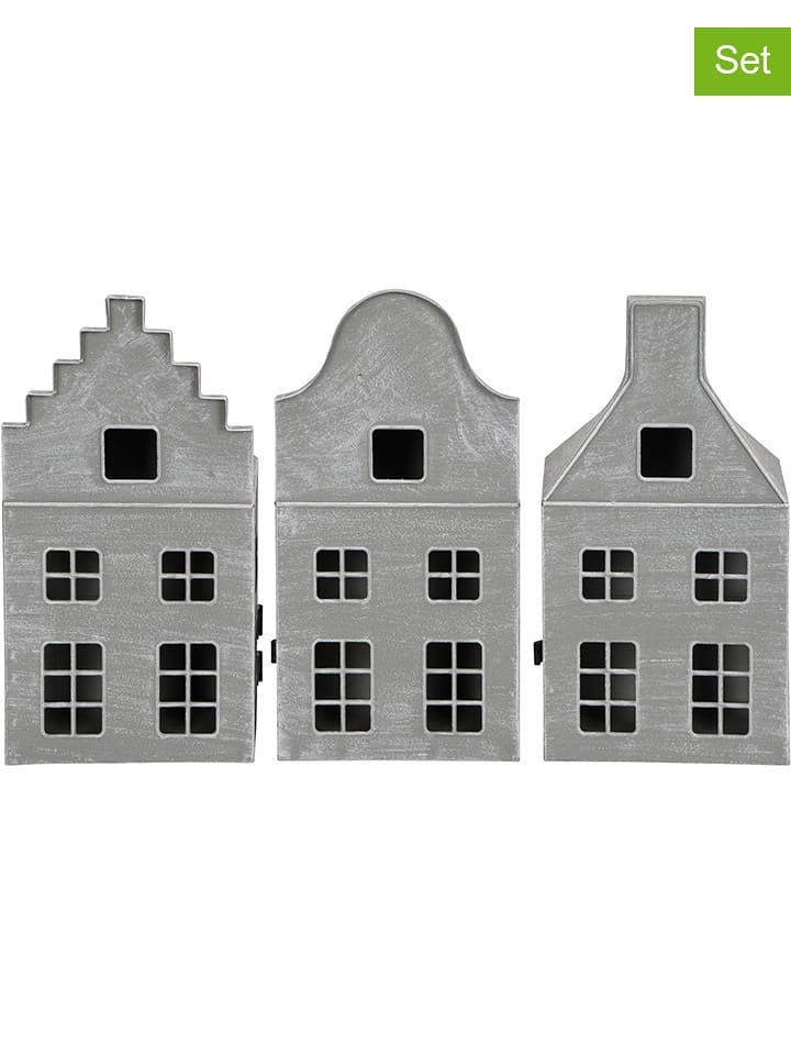 POSIWIO Świecznik (3 szt.) w kolorze szarym - 13,8 x 26 x 10 cm rozmiar: onesize