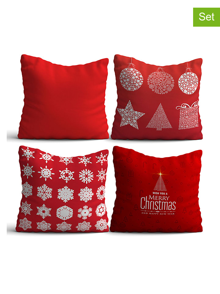 Colorful Cotton Poduszki (4 szt.) w kolorze czerwonym rozmiar: 43x43 cm