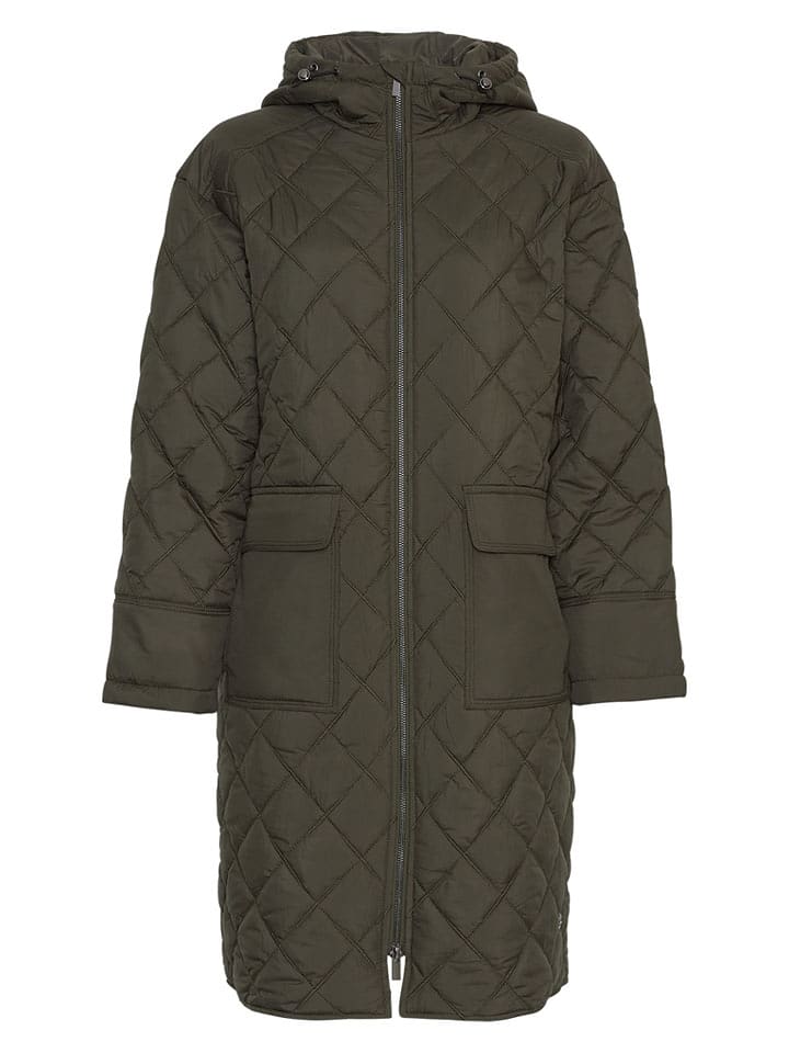 MOSS COPENHAGEN Płaszcz pikowany "Nichella" w kolorze ciemnozielonym rozmiar: M/L