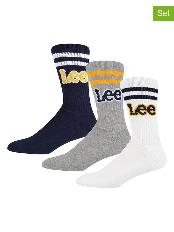 LEE Underwear Skarpety (3 pary) "Erskine" w kolorze białym, szarym i czarnym rozmiar: 43-46