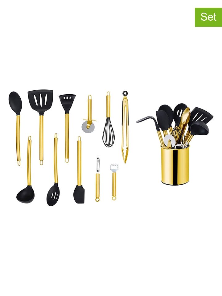 Echtwerk 12-częściowy zestaw pomocy kuchennych w kolorze złoto-czarnym rozmiar: onesize