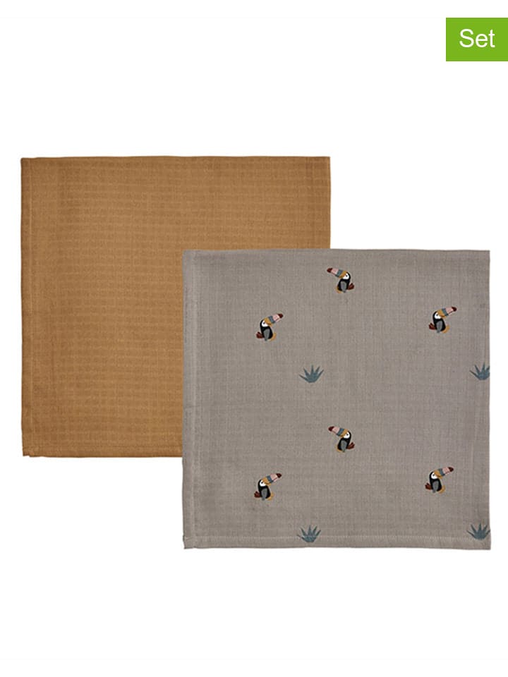 OYOY mini Chusty (2 szt.) w kolorze brązowo-jasnobrązowym do odbijania - 70 x 70 cm rozmiar: onesize