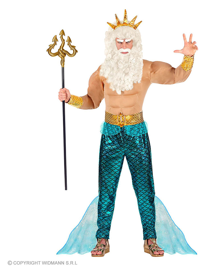 Carnival Party 5-częściowy kostium "Poseidon" w kolorze beżowo-turkusowym rozmiar: L