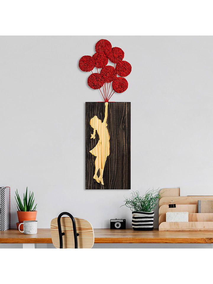 ABERTO DESIGN Dekoracja ścienna "Bansky" w kolorze brązowo-czerwonym rozmiar: onesize