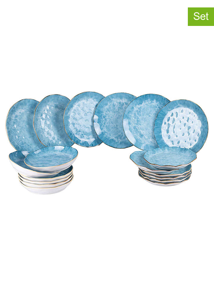 Villa d´Este 18-częściowy zestaw talerzy "Samoa" w kolorze niebieskim rozmiar: onesize