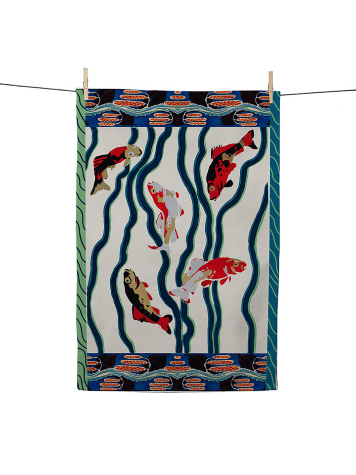 Madre Selva Ściereczka "Fishes" ze wzorem do naczyń - 70 x 50 cm rozmiar: onesize