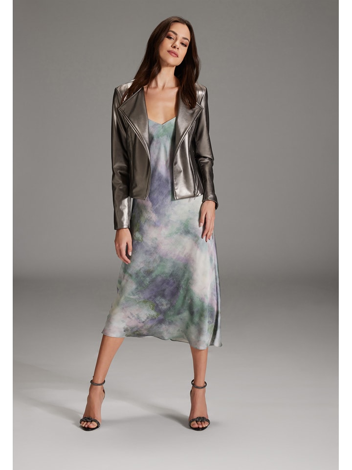 SWING Kurtka w kolorze srebrnym ze skóry syntetycznej rozmiar: 42