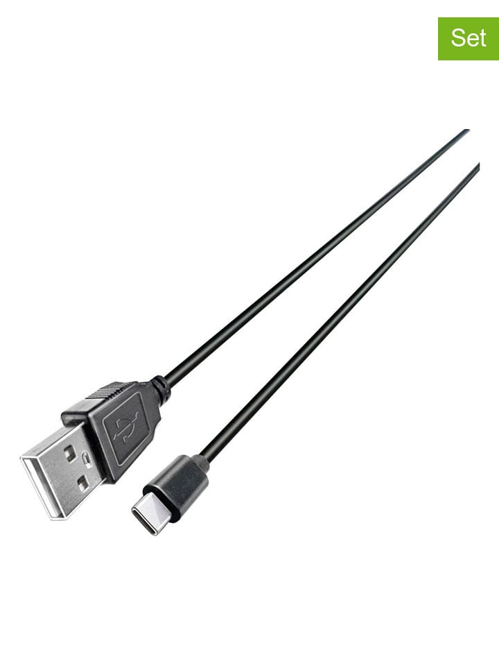 GRUNDIG Kable USB-A do USB typu C (2 szt.) w kolorze czarnym - dł. 100 cm rozmiar: onesize