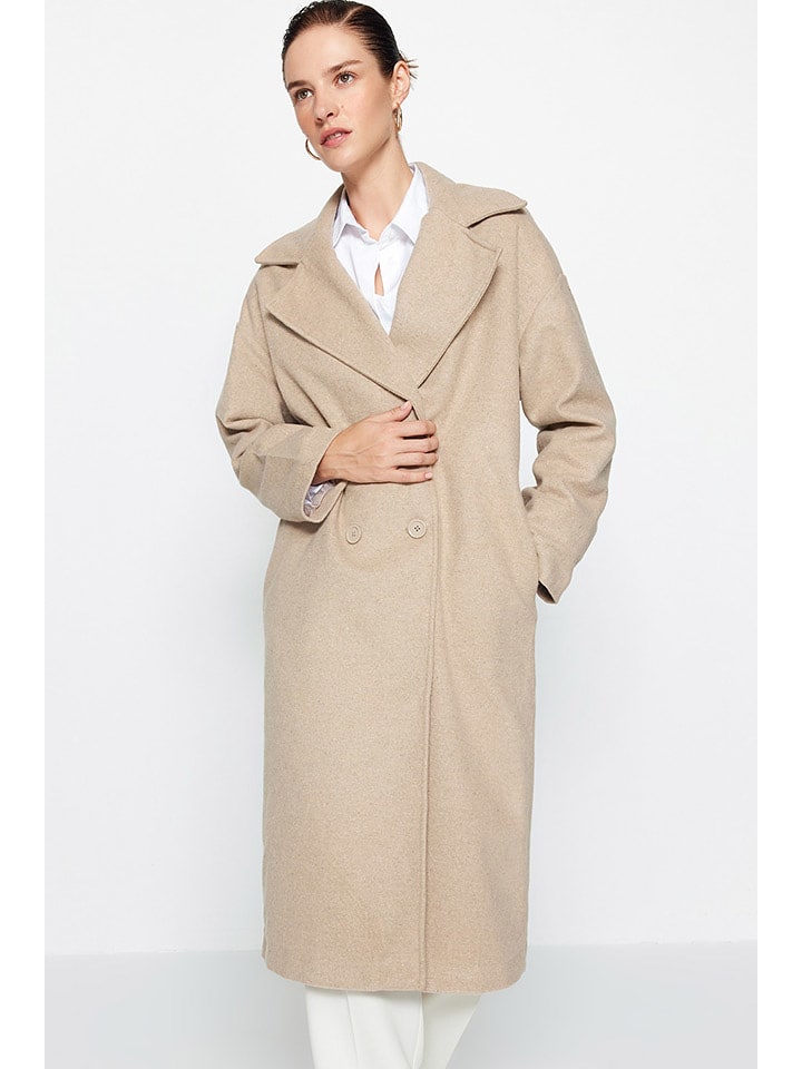 trendyol Płaszcz przejściowy w kolorze beżowym rozmiar: 42