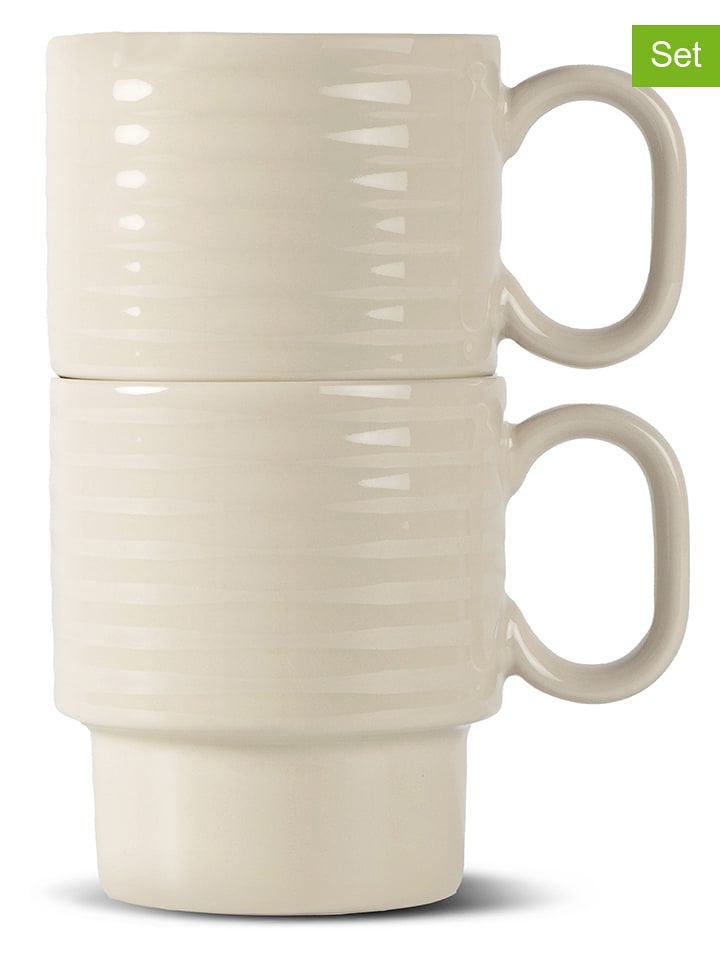 Sagaform Kubki (2 szt.) "Coffee & More" w kolorze kremowym do kawy - 300 ml rozmiar: onesize