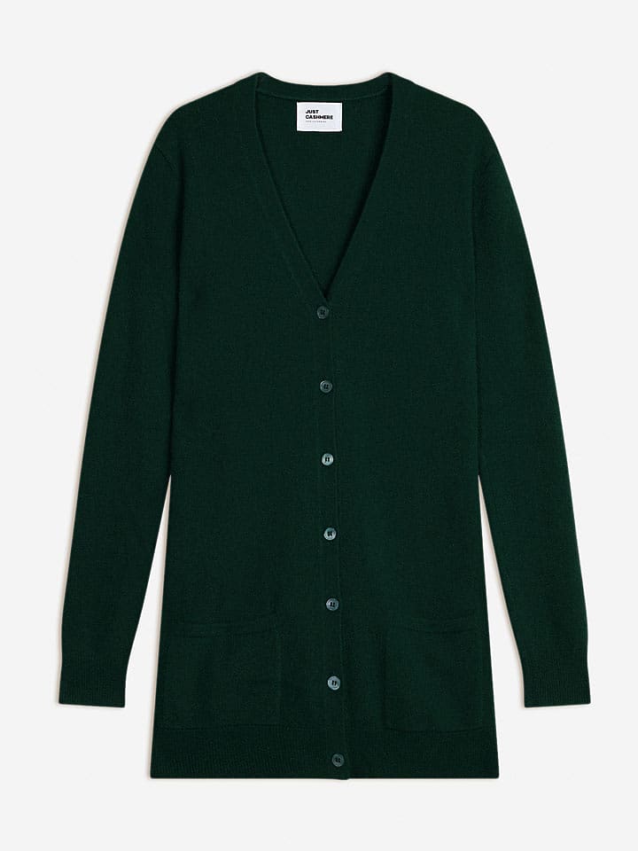 Just Cashmere Kaszmirowy kardigan w kolorze ciemnozielonym rozmiar: XL