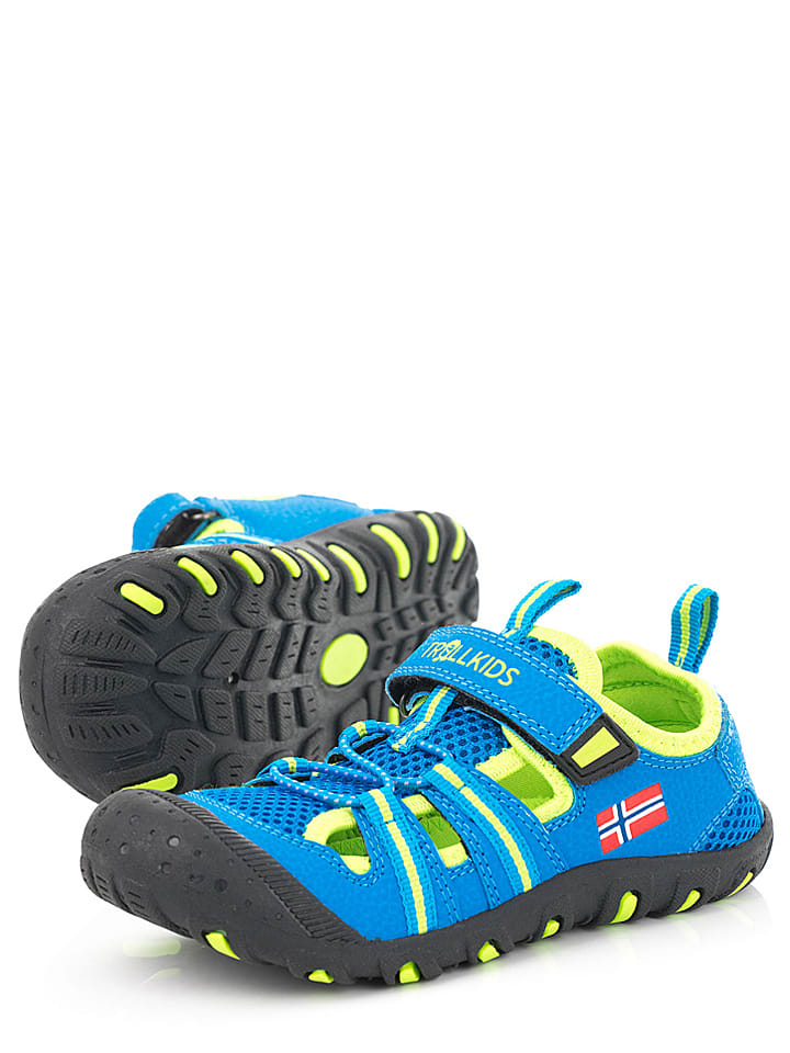 Trollkids Półsandały "Sandefjord" w kolorze błękitno-jaskrawożółtym rozmiar: 38
