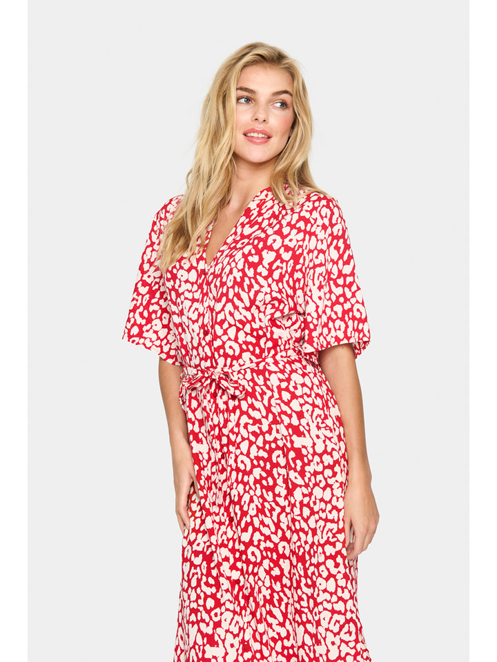 SAINT TROPEZ Sukienka "Zazia" w kolorze czerwono-białym rozmiar: L