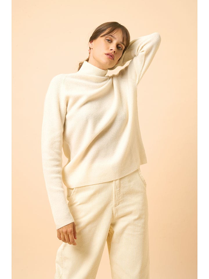 Just Cashmere Kaszmirowy golf "Alyssa" w kolorze kremowym rozmiar: L