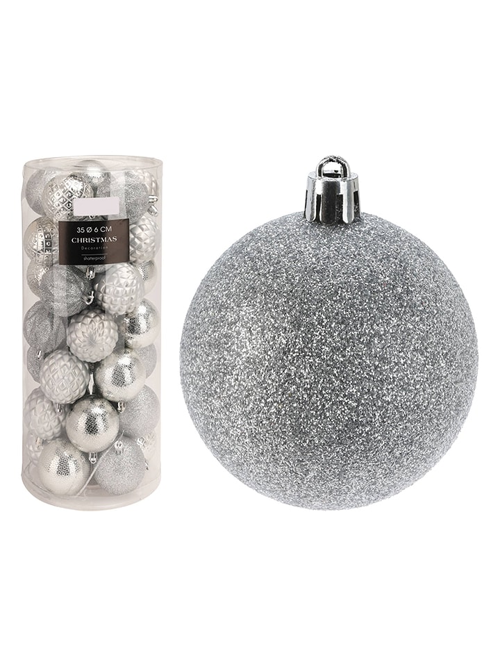 WellHome Bombki (35 szt.) w kolorze srebrnym - Ø 6 cm rozmiar: onesize