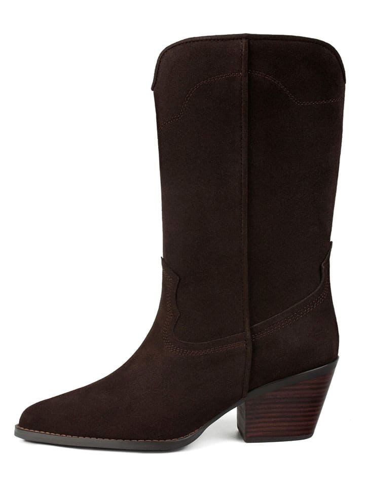 loft37 Skórzane kozaki "Rock Me Slow" w kolorze brązowym rozmiar: 40